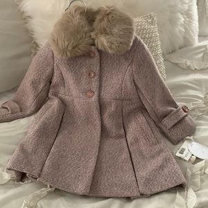 EdgeHill Collection Tweed Fur Pea Coat